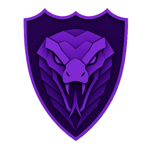 Crest of Corte Purpurea: a purple shield with a serpent head